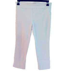 Charter Club Textured stretch White Capri Pants wide elastic waist faux pockets